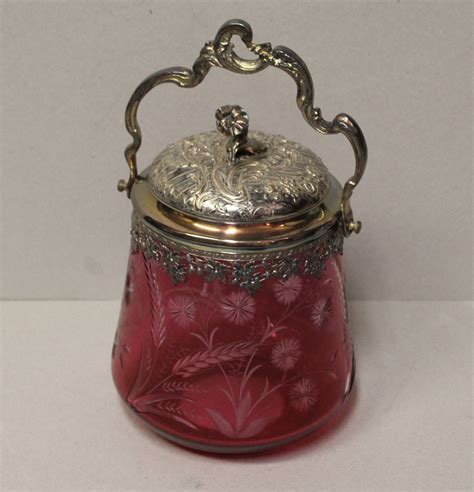 Bargain Johns Antiques Antique Cranberry Art Glass Biscuit Or