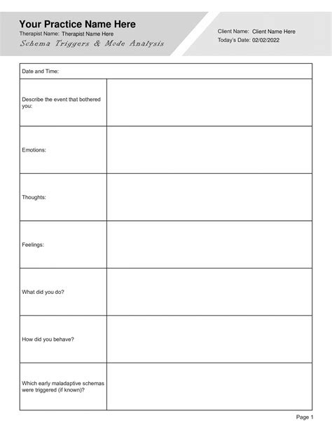 Schema Therapy Worksheets Bundle Editable Fillable Printable Pdf