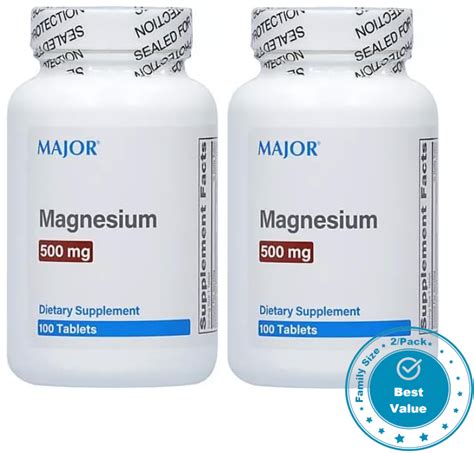 2pack Magnesium Oxide 500mg Tablets 200 Tablets Dietary Supplement