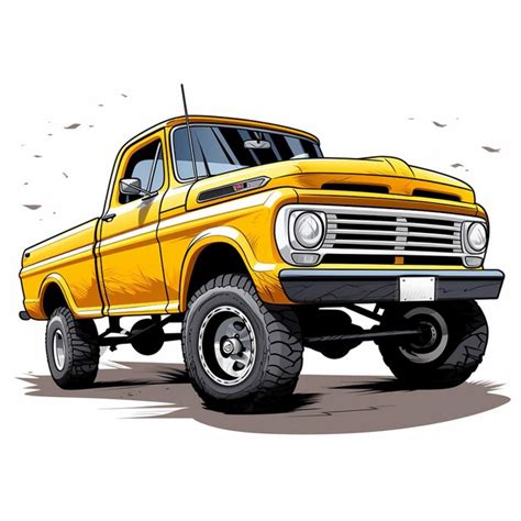 Premium Vector | Car in garage drawing monster truck illustration