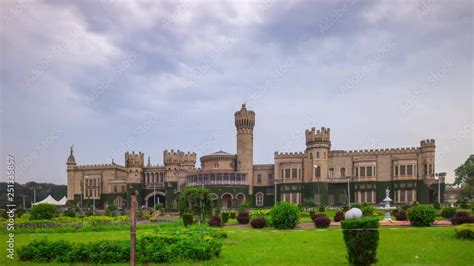 sunny day famous bangalore palace garden panorama 4k timelapse india ...