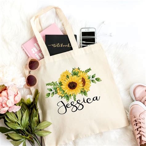 Personalized Tote Bag, Sunflower Canvas Bag, Bridesmaid Gift #2980636 ...