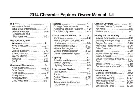 Chevrolet Equinox 2014 Owners Manual Pdf For Free