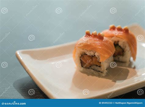 Salmon Burned Maki Stock Image Image Of Traditional