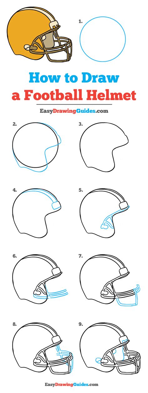 How to Draw a Football Helmet - Really Easy Drawing Tutorial