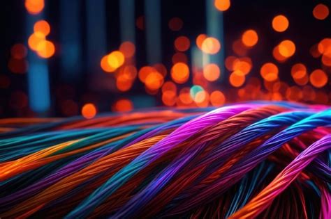 Cables de fibra óptica brillantes tecnología de comunicaciones de datos