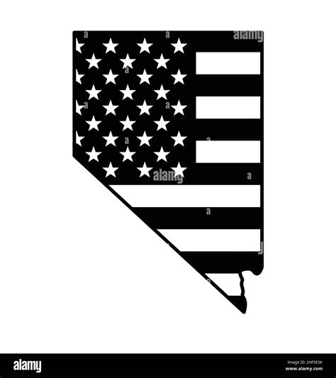 Mapa Del Estado De Nevada Con Bandera Usa Vector Icono Blanco Y Negro