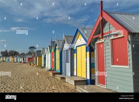 Famous Bathing Boxes At Brighton Beach In Melbourne Victoria