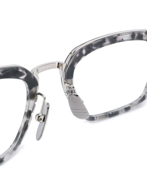 Thom Browne Wayfarer Cat Eye Shaped Glasses In Silver Modesens