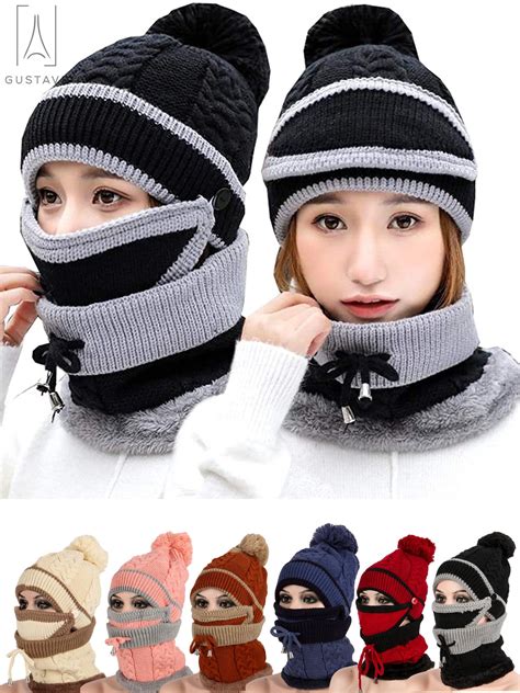 Gustavedesign 3 In 1 Warm Anti Fog Beanie Hat Scarf And Mask Set