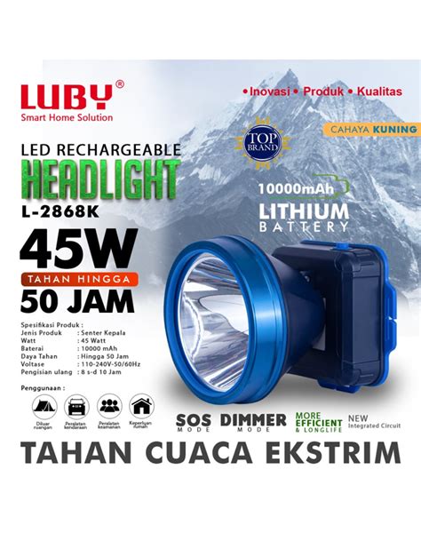 Headlamp Atau Senter Kepala Luby Tipe L 2868 Cahaya Putih Luby