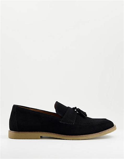 Topman Black Faux Suede Tassel Loafers Asos