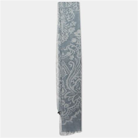 Emporio Armani Blue Printed Cotton Blend Scarf Emporio Armani The