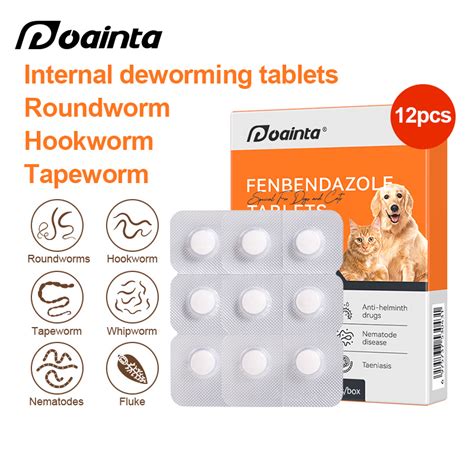 PUAINTA Pets Dewormer Tablets Worm rid Tablets Deworming For Dogs Cats Tapeworms Roundworms ...