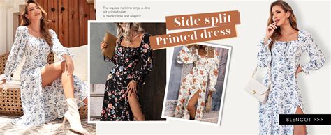 Blencot Women S Floral Print Puff Long Sleeve Maxi Dress Sexy Square