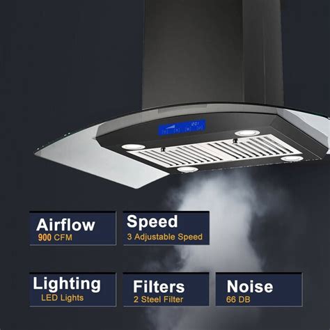 Kahomvis 30 In Ducted 900 Cfm Black Island Range Hood Geht Doqp 60u At