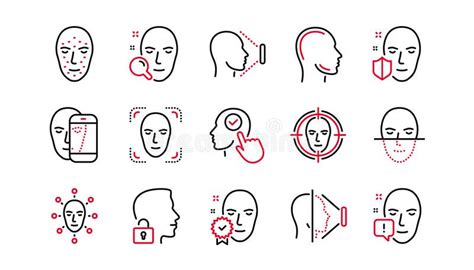 Face Recognize Line Icons Biometrics Detection Face Id And Scanning