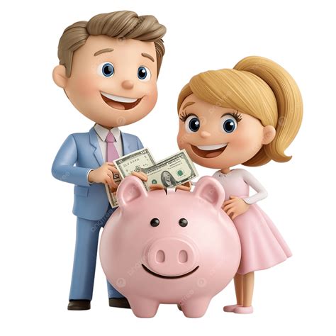 Couple Saving Money With Piggy Bank, Money Saving Couple, Family