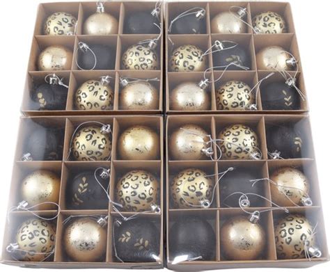 Kerstballen Delige Set Kerstversiering Goud Zwart