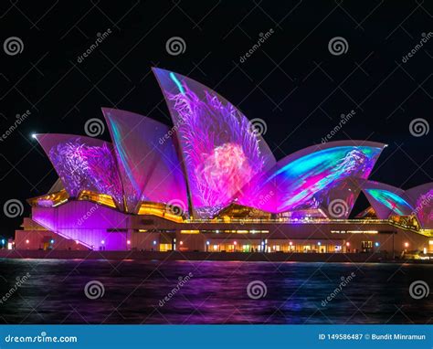 Illuminated Lights On Sydney Opera House At Vivid Sydney Is An Annual Festival Of Light Music