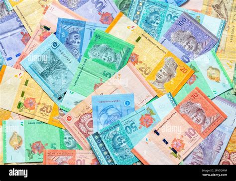 Malaysia currency of Malaysian ringgit banknotes background. Paper ...