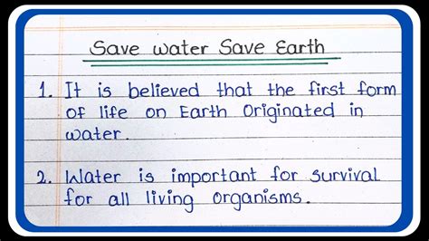 Lines Essay On Save Water Save Earth In English Essay On Save