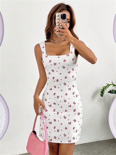 Shein Qutie Ditsy Floral Print Tank Dress Shein Usa