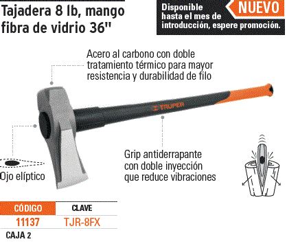 Tjr Fx Truper Hacha Para Rajar Madera Lbs Mango Fibra De