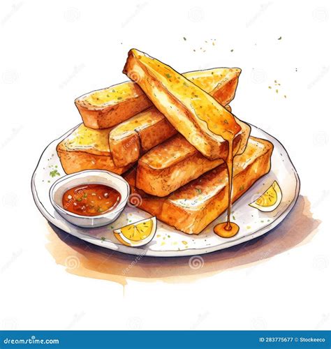 Lively Watercolor Illustration of French Toast Slicing Stock ...