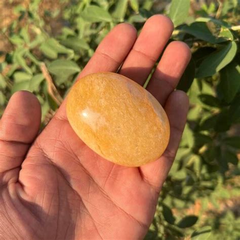 Golden Healer Palm Stone Yellow Hematoid Solar Plexus Chakra Golden