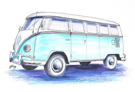 Vw Bus Drawing By Terence John Cleary