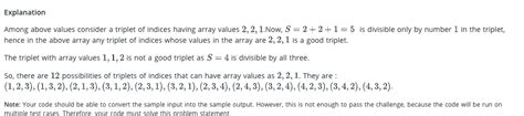 Solved Triplet Sum Divisor Given An Array A Of N Integers Chegg