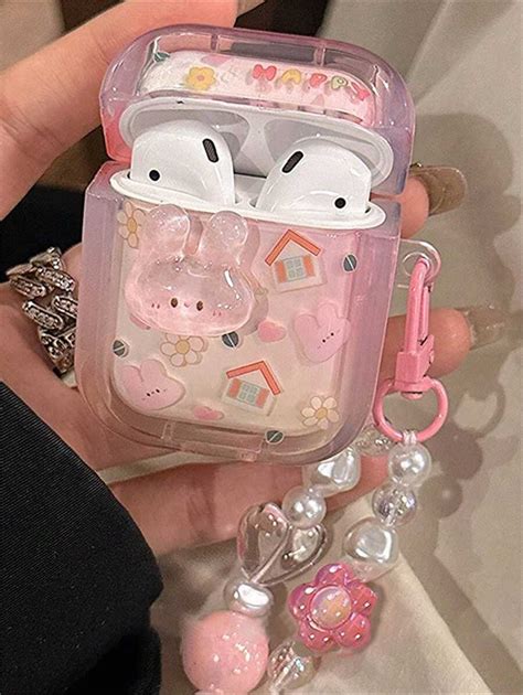 เคสหูฟัง Airpods 1 2 3 ลายกระต่ายชมพู 3 มิติ น่ารัก การ์ตูน Y2k พร้อม