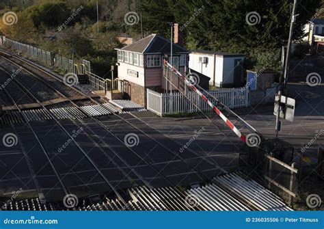 Barrier At Railway Level Crossing Closing Editorial Photo Image Of