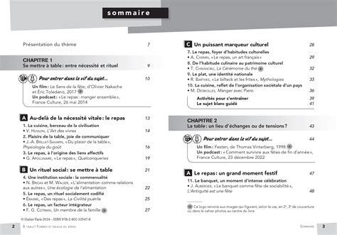 Table Formes Et Enjeux Du Repas Programme Bts Hachette Fr