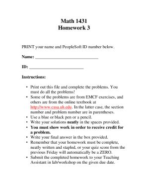 Fillable Online Math Hw Pdf Math Written Homework Assignment