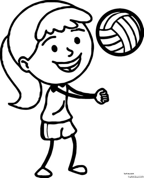 Volleyball Playing Girl Coloring Page Turkau