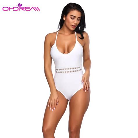 Ohdream Swimwear Sexy Solid Wome Bikini Backless One Piece Swimsuit