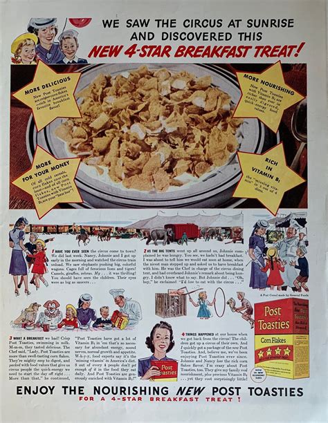 Vintage 1941 Post Toasties Corn Flakes General Mills Cereal Ad Etsy