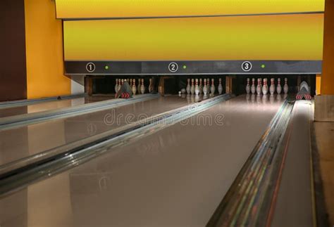 Bowling Alley Lanes with Pins Stock Image - Image of recreation, active ...