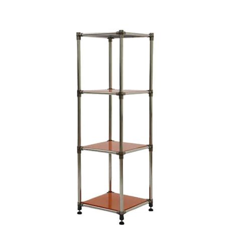 Tileon Orange 4 Tier Heavy Duty Stainless Steel Storage Shelving Unit