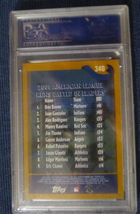 Topps League Leaders Al Rbi Baseball Card Psa Graded Ebay