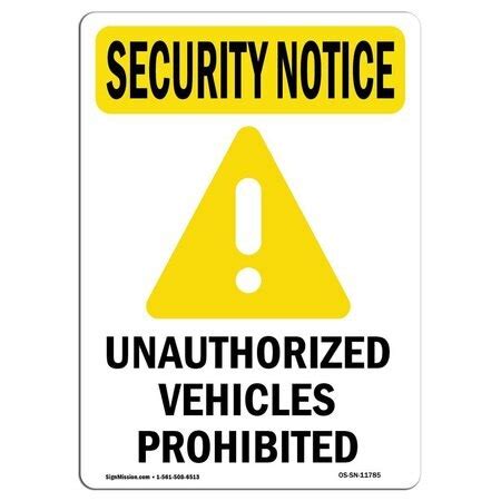 Signmission Safety Sign Osha Security Notice Height Unauthorized