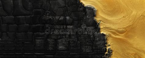 Fond Abstrait De Charbon De Bois Noir Brut Avec Peinture Or