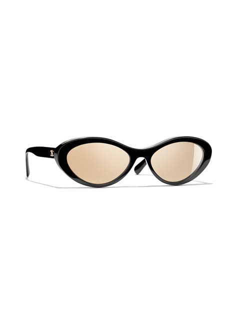 Chanel Cat Eye Sunglasses In C T Black Gold Mirrored