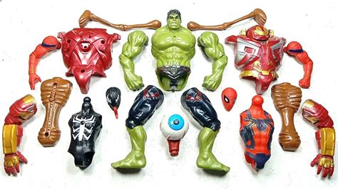 Merakit Mainan Hulk Smash Vs Hulk Buster Vs Spider Man Vs Venom Vs