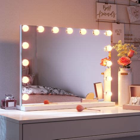 Forehill Miroir Maquillage Lumineux Miroir Coiffeuse Avec Bluetooth