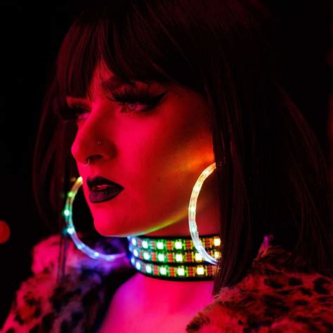 Sound Reactive Led Hoop Earrings And Choker Necklace Glow In The Dark Store