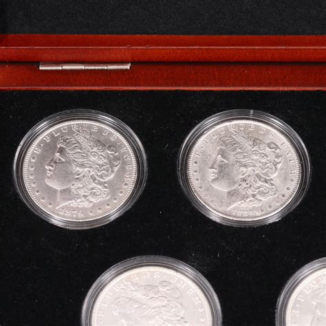 Five Decade Set Of Uncirculated Morgan Silver Dollars Coin Set Ebth