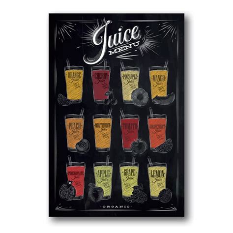 Placa Juice Menu Comprar Em Art Print Decora Es